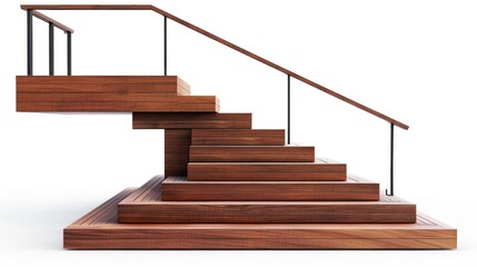 Canvas Print - Wooden Staircase with Handrail