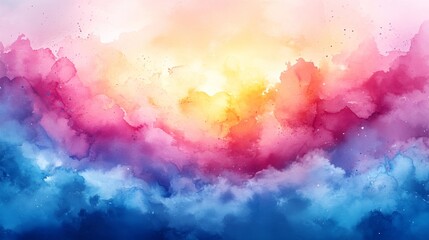 Wall Mural - Abstract Watercolor Sky with Colorful Clouds