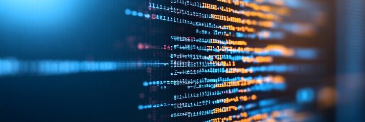 secure software development code on computer screen, blurred background, cybersecurity concept