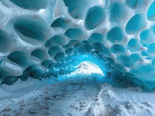 Canvas Print - Ice Cave with Blue Light