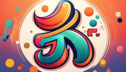  A colorful and fun depiction of the Japanese hiragana character -か- (ka), designed to help _1(24)