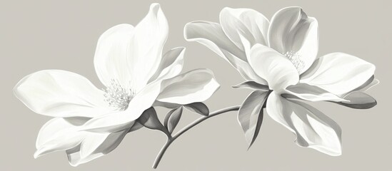 Wall Mural - White flower hand drawn illustration for design purposes