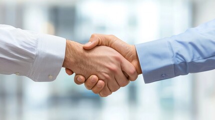 close-up of two businessman shaking hands indoors