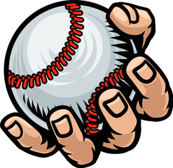 Poster - A mascot person hand or fist holding a baseball ball