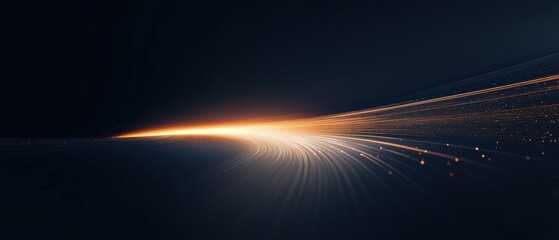 A dynamic abstract image featuring light trails and a gradient background.