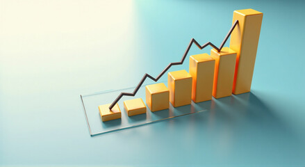 Wall Mural - business graph with arrow