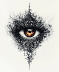 Wall Mural - An intricate eye design surrounded by ornate patterns and textures, evoking mystery and depth.