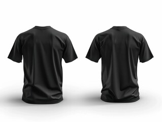 black t shirt mockup, blank apparel, clothing design showcase, customizable garment, isolated on white background Perfect for branding or personal designs, highlighting versatility