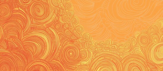 Wall Mural - Light orange vector illustration featuring curved Indian inspired patterns This decorative design includes doodles suitable for coloring books and pages aimed at children