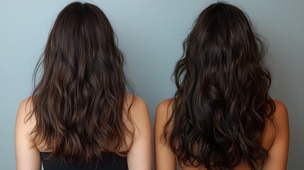 Hair transformation comparison, with clear before-and-after images showing scalp coverage improvement after 6 months of treatment, Digital Rendering, High Detail