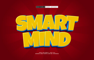 Wall Mural - smart mind editable text effect with a smart and happy text style