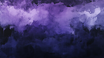 Wall Mural - A moody and dramatic watercolor abstract background in deep purples, dark blues, and black, with bold strokes and textured layers.