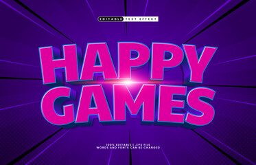 Wall Mural - happy games editable text effect with a kids and happy text style