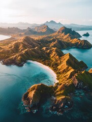 aerial view of padar island in indonesia - ai