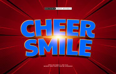 Wall Mural - cheer smile editable text effect with a kids and happy text style