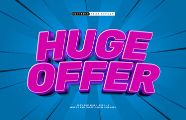 Wall Mural - huge offer editable text effect with a discount and sale text style