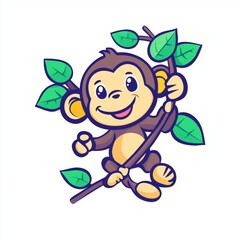 Poster - Cute Monkey Swinging.