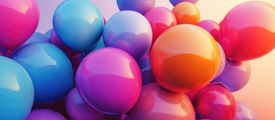 Elegant 3D Rendered Abstract Balloon Background Wallpaper Featuring Striking Colors