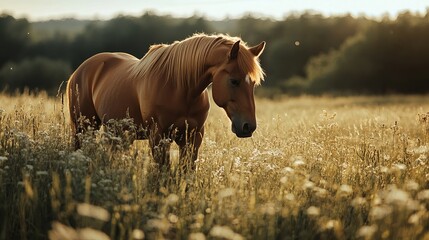 Wall Mural - Horse in the field 