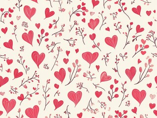 Wall Mural - love hearts pattern.