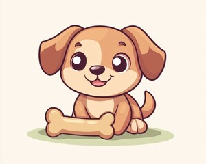 Canvas Print - Cute Cartoon Puppy.