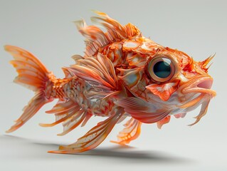 Wall Mural - Orange Fish with Big Eyes - Digital Art