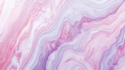 Poster - Liquid marble texture featuring soft pastel pink and lilac tones, with delicate swirling patterns creating a serene visual.