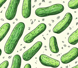 Canvas Print - Green Cucumbers Pattern.