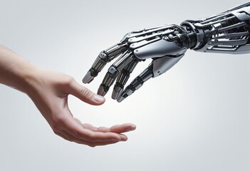 Handshake between human and machine, illustration, wall paper design