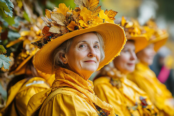 Sticker - Colorful Saint Catherine’s Day Celebration with Women in Yellow  