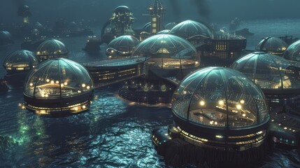 Canvas Print - Futuristic Cityscape: A Glimpse into a World of Underwater Domes