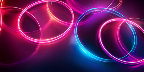 Abstract Neon Circles on Dark Background