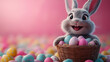 © Zdjelar - Lustiger Osterhase mit bunten Ostereiern, perfekt für Webseiten, Flyer und Grußkarten