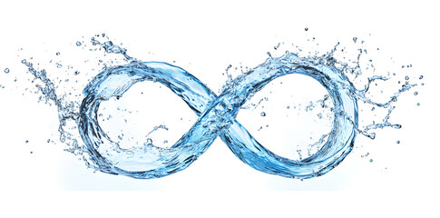 Water infinity symbol splash isolated on white background