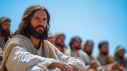 Wall Mural - Jesus at the sermon on the mount.