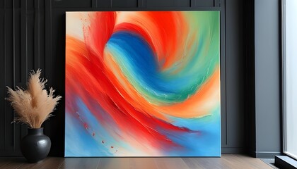 Wall Mural - Dynamic Abstract Expression of Colorful Movement and Innovation on Dark Canvas