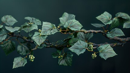 Wall Mural - Close-Up of Lush Green Leaves and Branch