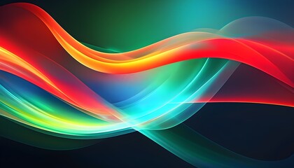 Wall Mural - Dynamic Abstract Burst of Color with Gradients in Red, Orange, Green, and Blue on Dark Background Symbolizing Motion and Innovation