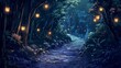 © ThienThu - anime background for halloween wood with lights