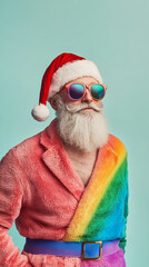 Wall Mural - Modern Santa in Stylish LGBT-Inspired Outfit Delivers Holiday Cheer  