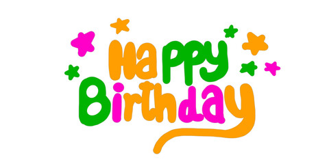 happy birthday text vector with stars color