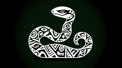 Sticker - A vibrant green background showcases a stunning handdrawn tribal art piece with a striking white snake silhouette.