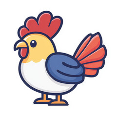 Sticker - A vibrant, cartoonstyle rooster illustration perfect for tshirts, mobile apps, and modern UI designs.