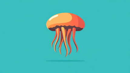 Sticker - A sleek D jellyfish illustration, featuring minimalist art and a clean, basic design that floats effortlessly in calm waters.