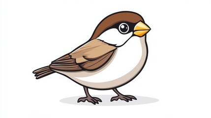 Wall Mural - Colorful cartoon sparrow design, perfect for tshirts, web, and mobile apps. Unique doodle style illustration.