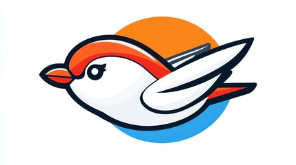 Sticker - Bright and fun cartoon swallow design, perfect for tshirts, apps, and modern interfaces. A playful vector style