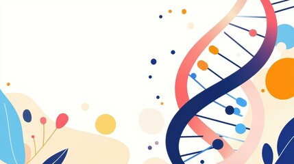 Poster - Vibrant abstract background showing a stylized DNA structure with a fun, modern cartoon design and playful textures.