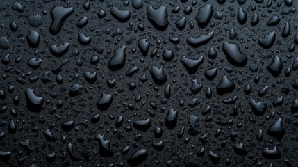 Poster - Explore the stunning textures of a wet, dark surface, highlighting intricate patterns and water droplets in vivid detail.