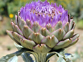 Purple flower closeup shot in the garden. Created with Ai