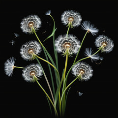 Canvas Print - dandelion on black